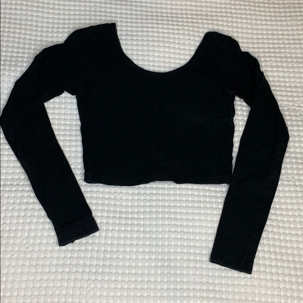 American apparel Black long sleeve crop top